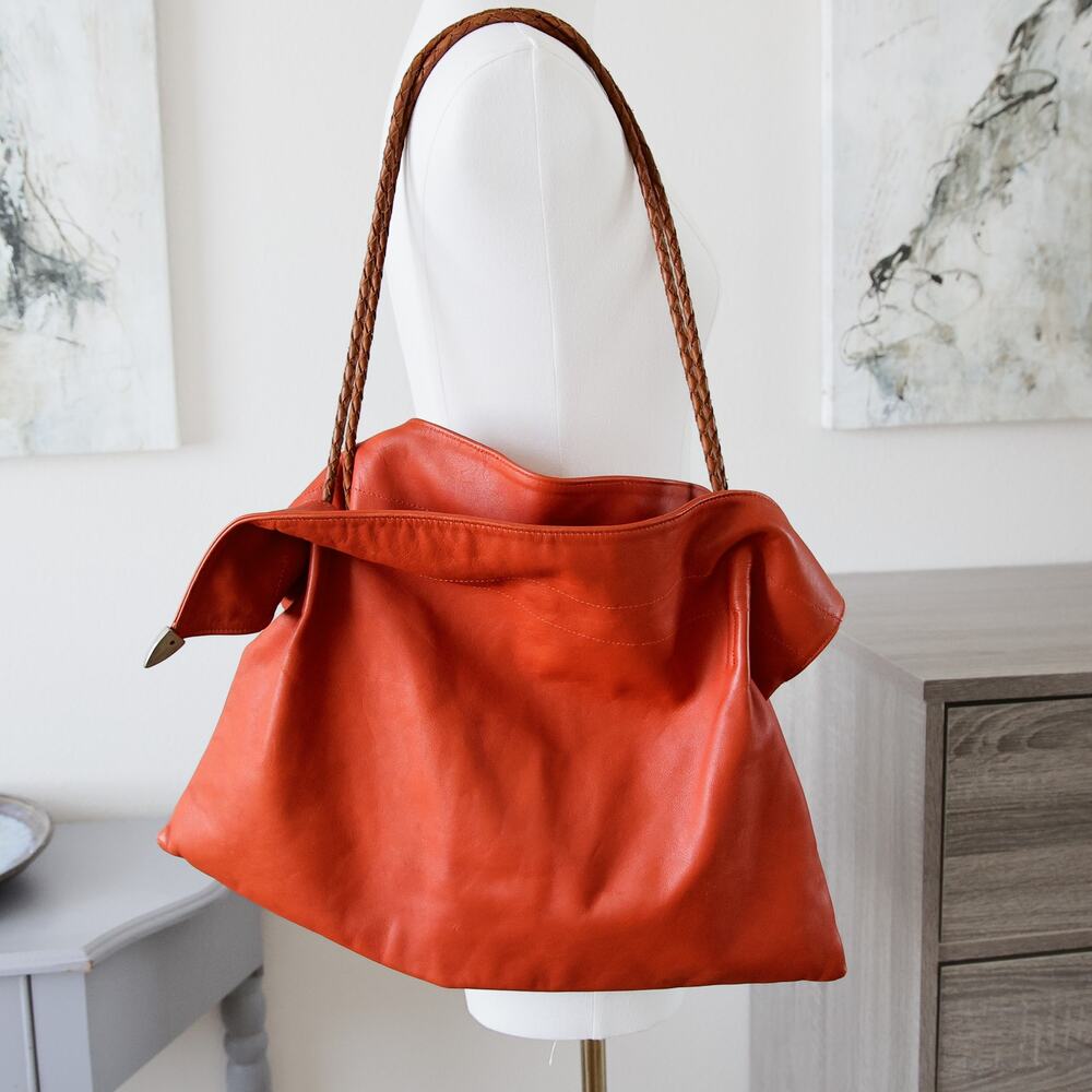 Orobianco Genuine Leather Orange Tote Slouch bag